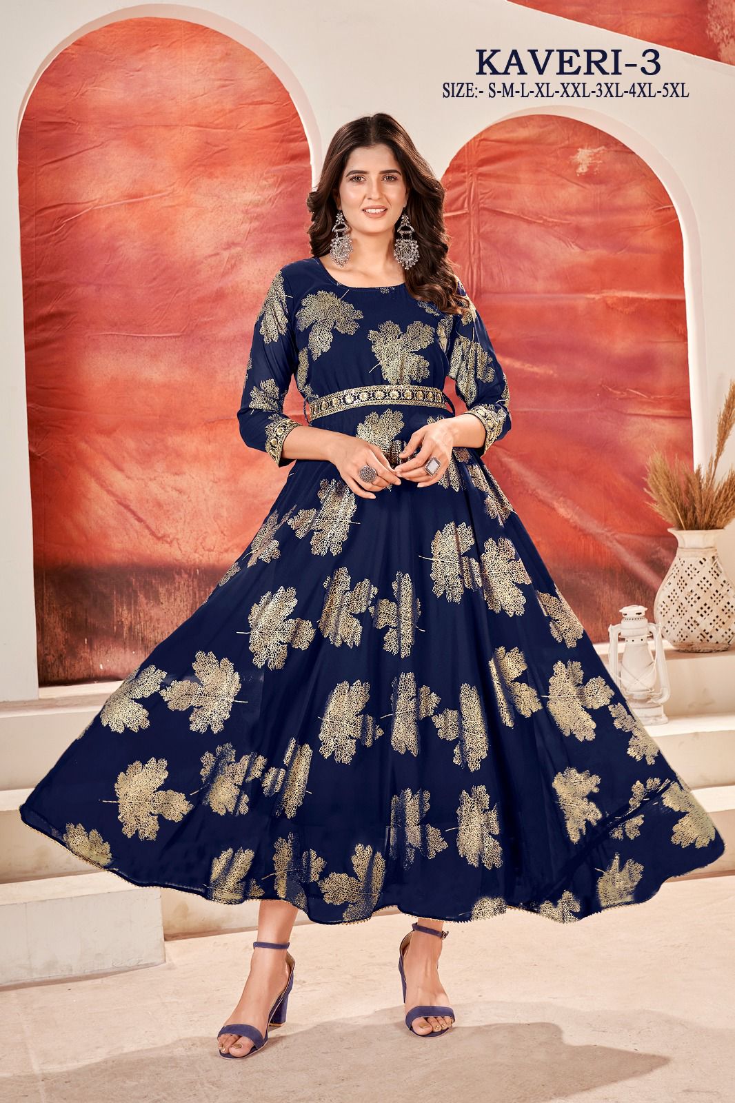 Kaveri 3 Gold Printed Georgette Anarkali Kurtis Wholesale Market In Surat
